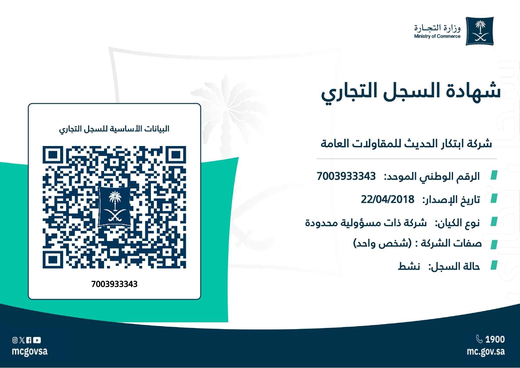 Commercial Register Certificate